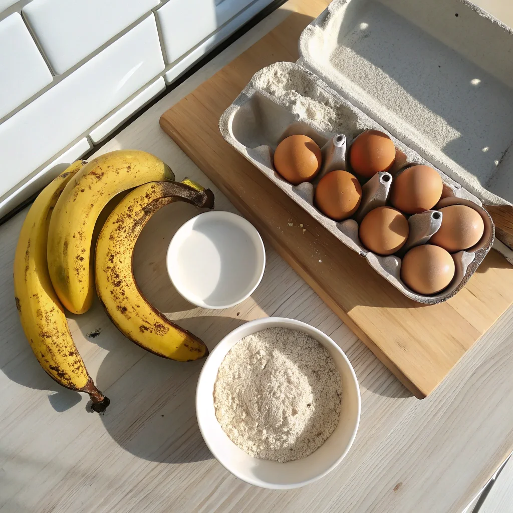  Ingredients for 3 ingredient banana bread laid out