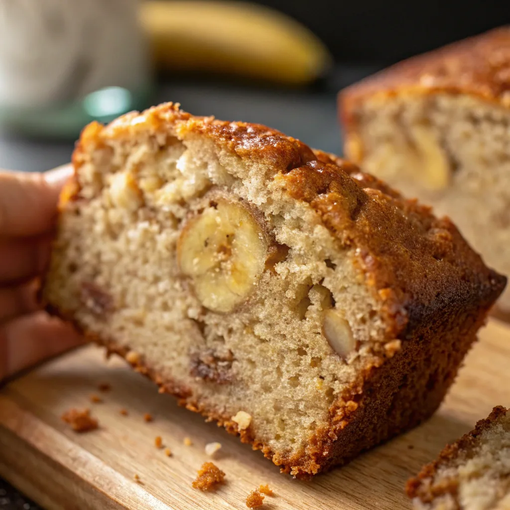  Fluffy and moist slice of 3 ingredient banana bread