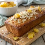 Moist Hawaiian banana bread loaf with pineapple and coconut