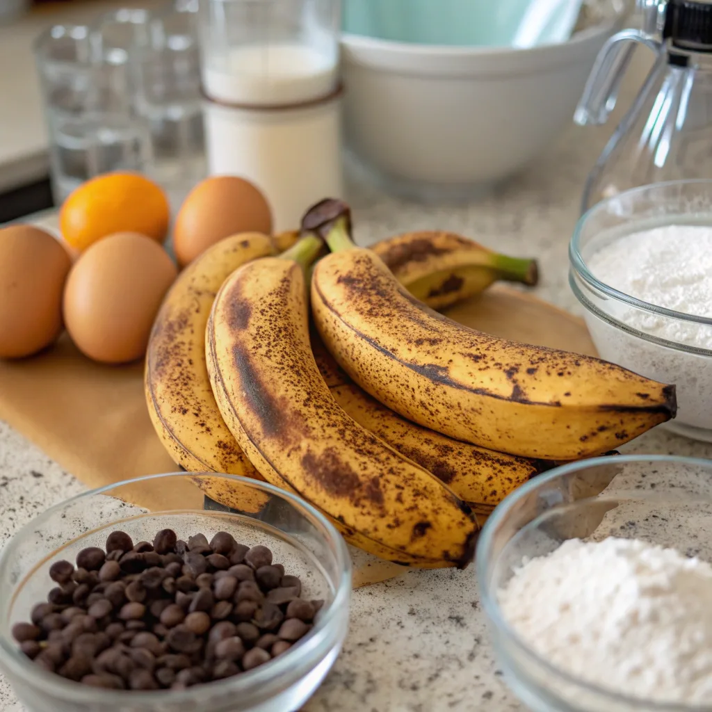 Banana chocolate chip bar batter in pan