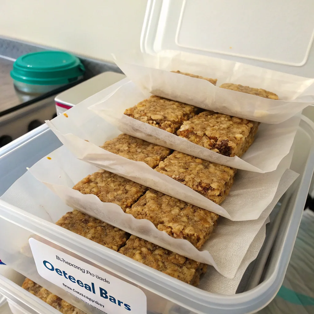 Freezing peanut butter banana oatmeal bars for meal prep