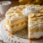 close-up banana pudding cake recipe slice