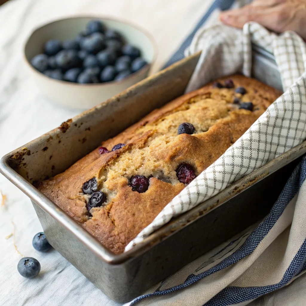 Blueberry banana bread fresh from the oven