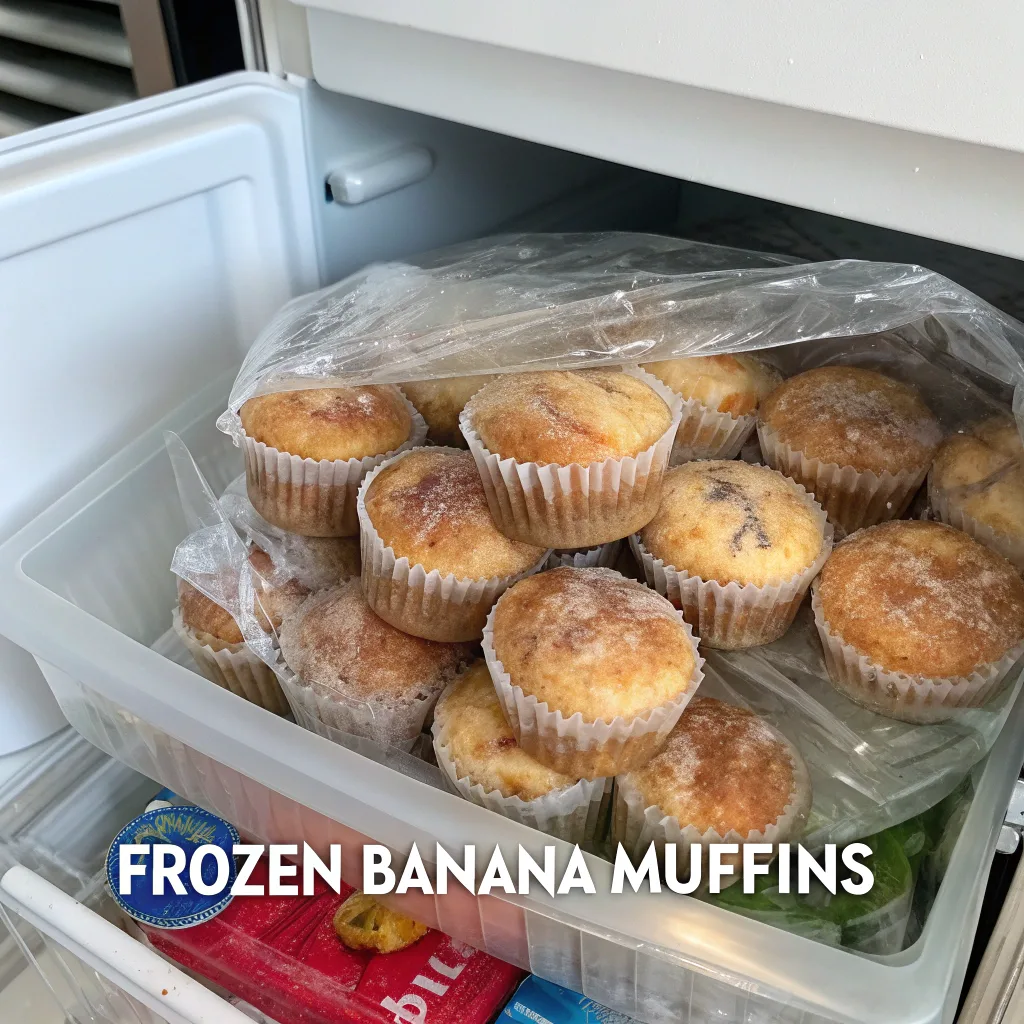 frozen 4 ingredient banana muffins in freezer