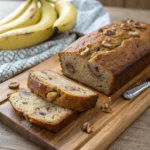 Freshly sliced healthy yogurt banana bread loaf