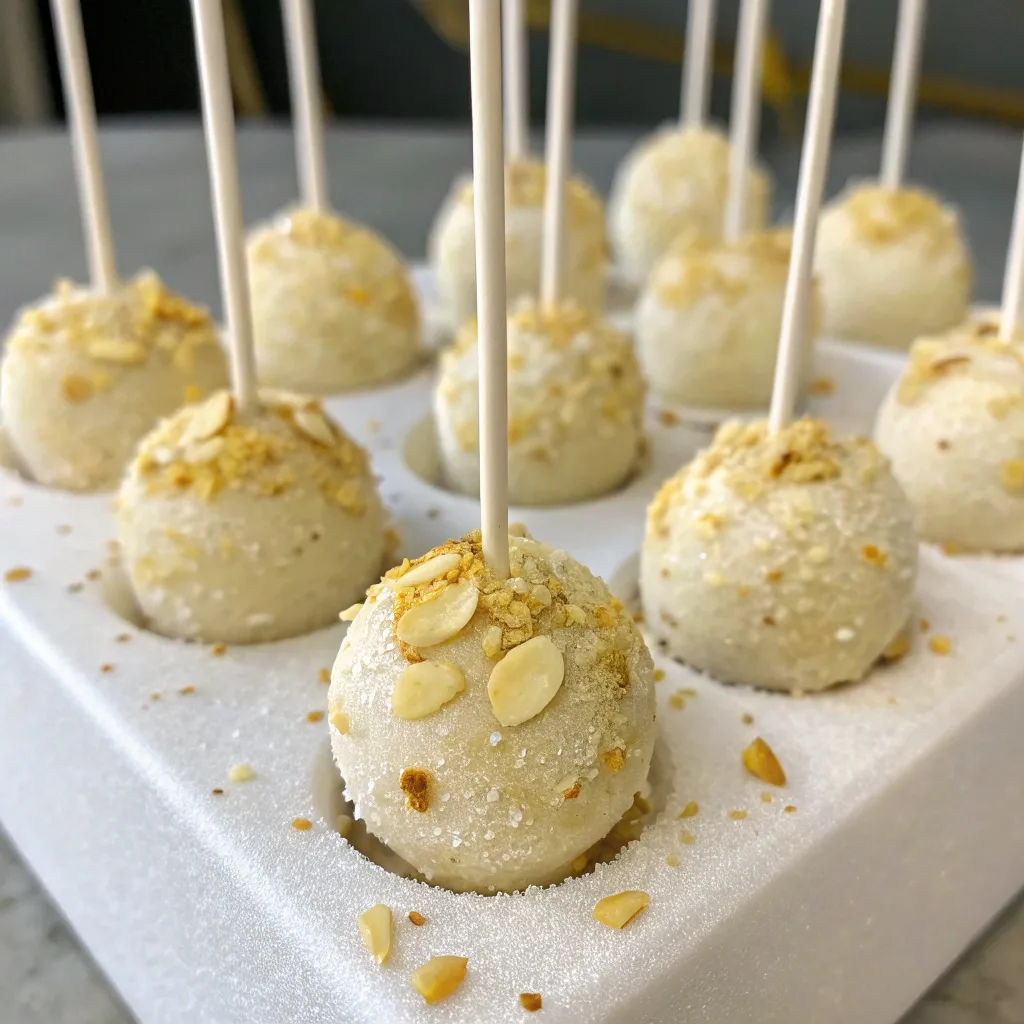 Decorated banana pudding cake pops with sprinkles