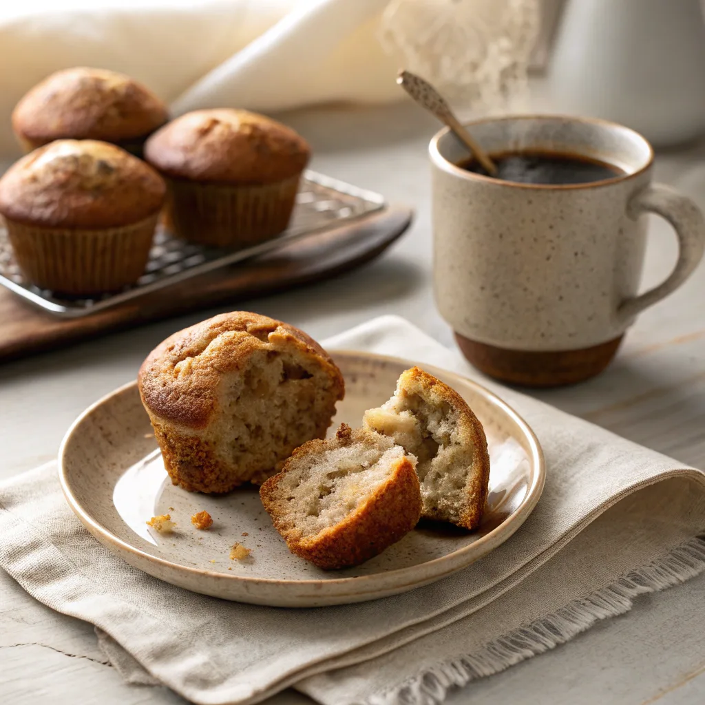 brown butter banana muffins served with coffee for breakfast