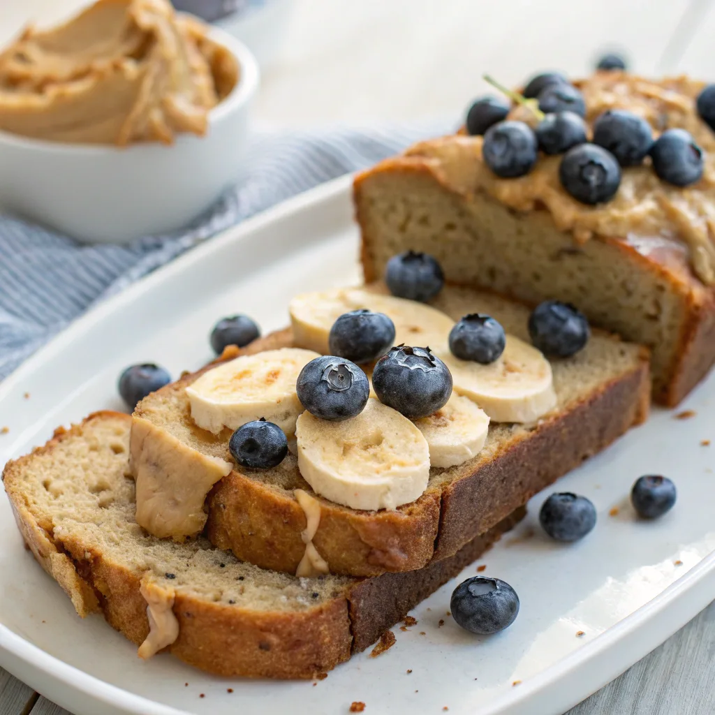 cottage cheese banana bread with toppings