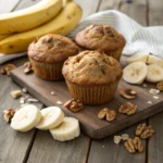 gluten free banana nut bread muffins cooling on table