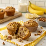 gluten free banana nut bread muffins cooling on table