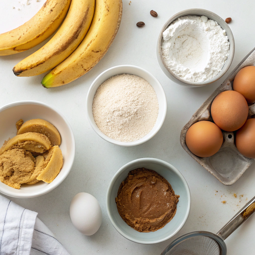 brown butter banana muffins stacked on plate