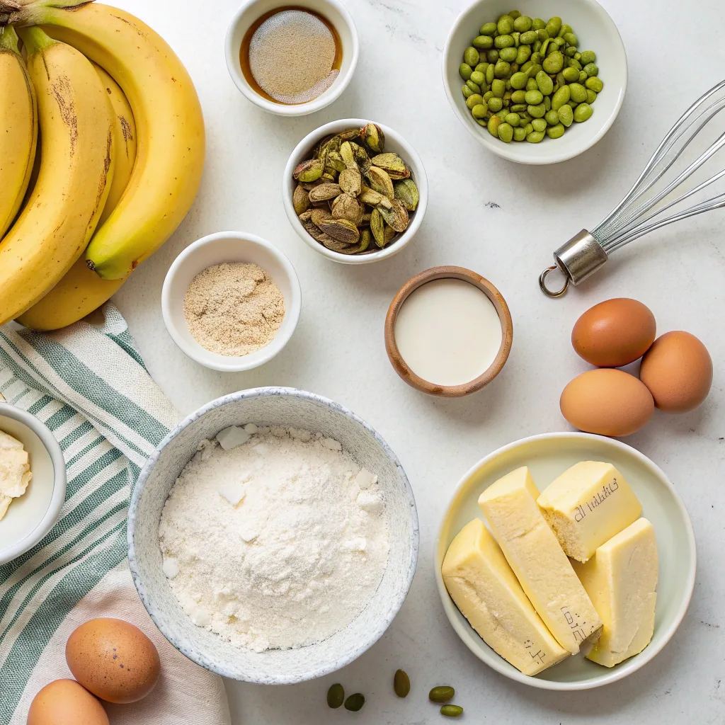 Ingredients for Pistachio Butter Banana Pound Cake