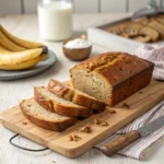 keto banana bread sliced on board