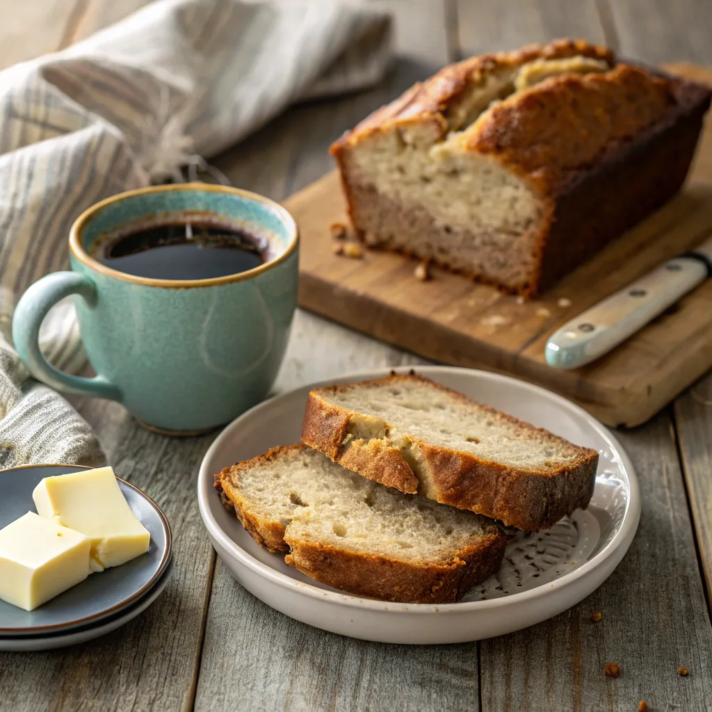 keto banana bread served with coffee