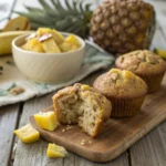 Pineapple banana muffins on kitchen counter