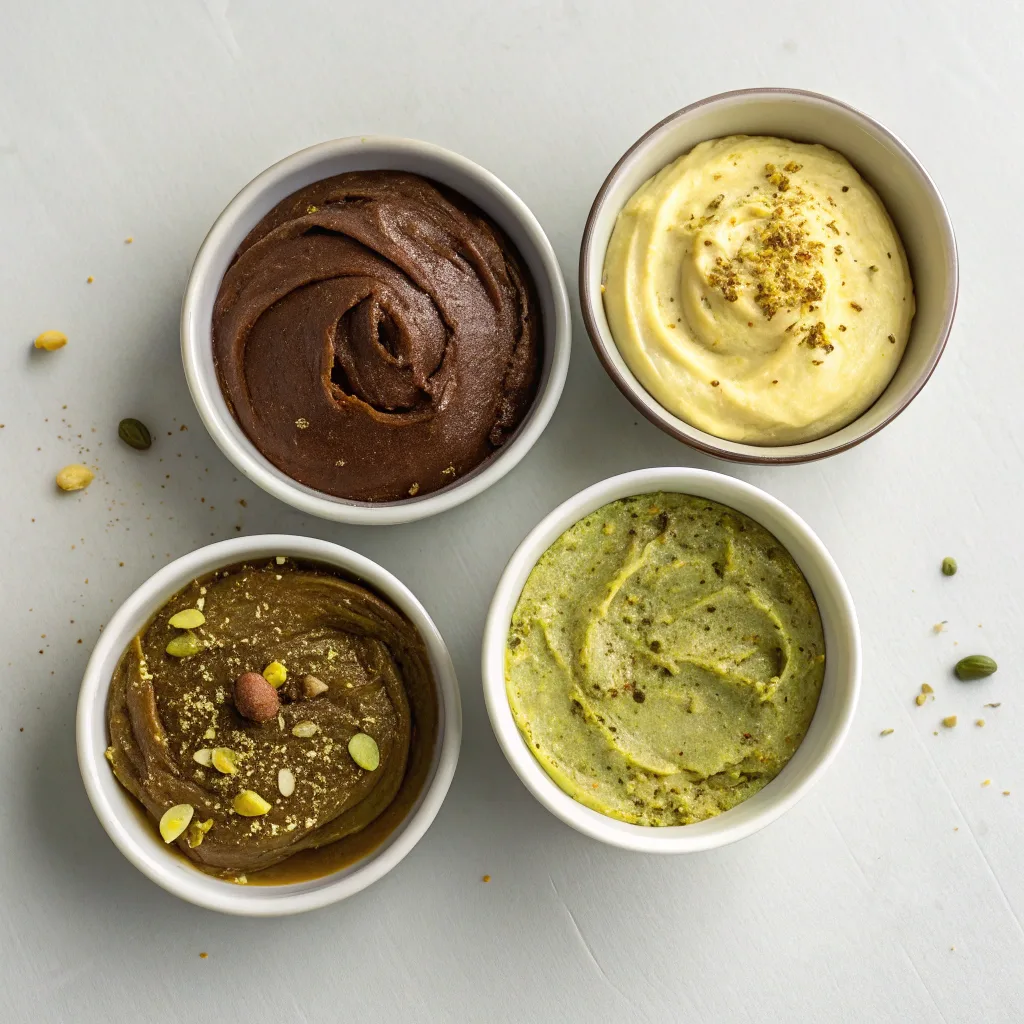 flavor variations of easy pistachio butter recipe in bowls