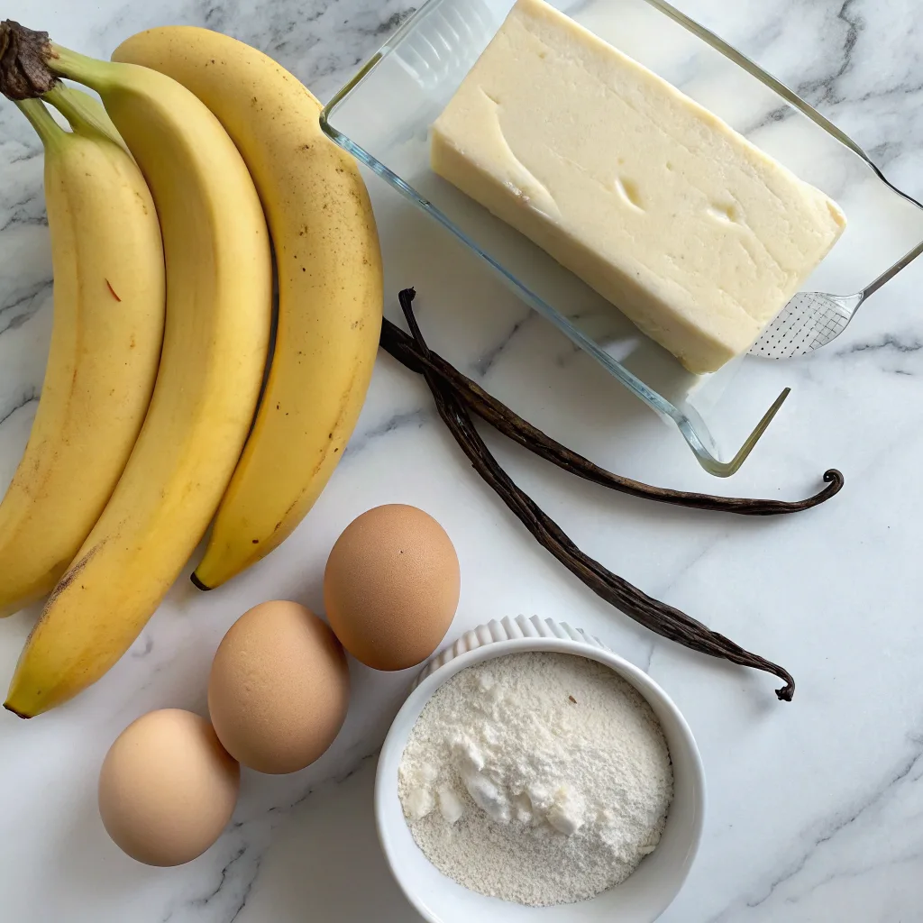 banana bread ingredients with vanilla bean