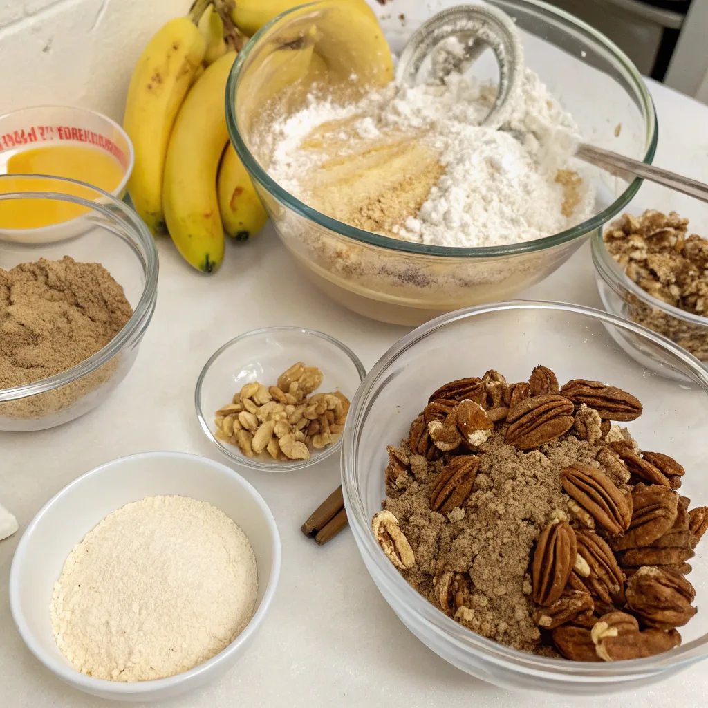 Mixing banana pecan bread batter