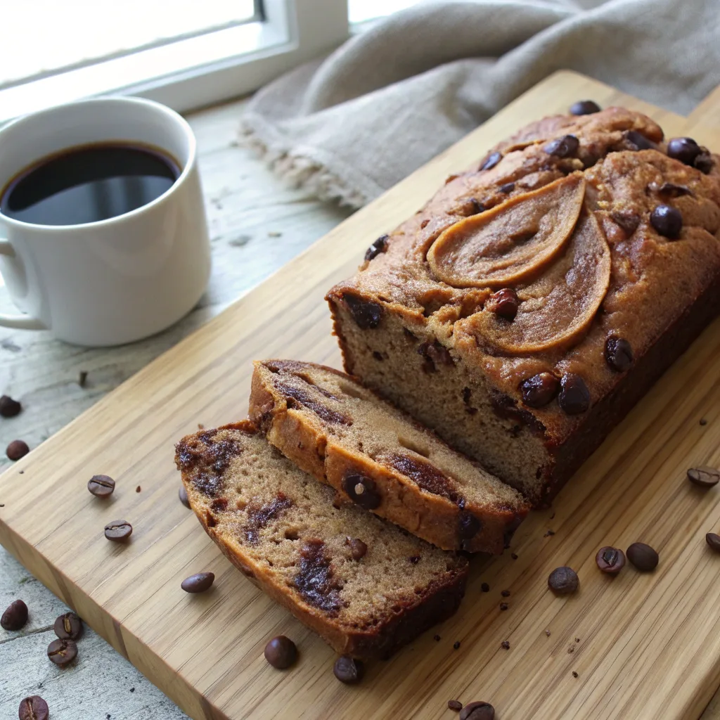 Moist chocolate banana peanut butter bread fresh from the oven