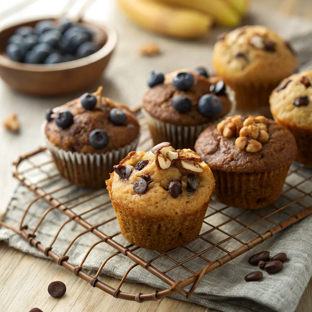  mini banana muffins with mix-ins