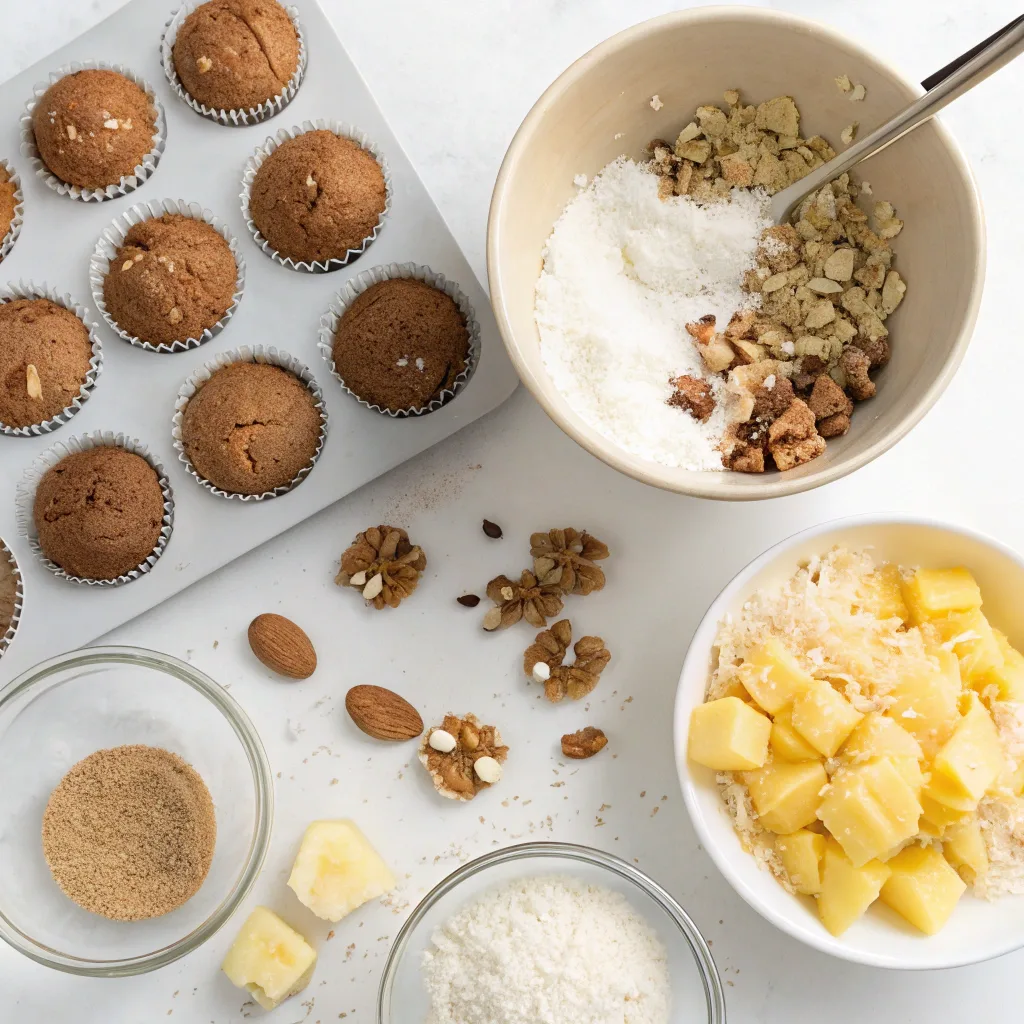 Ingredients for tropical banana muffins