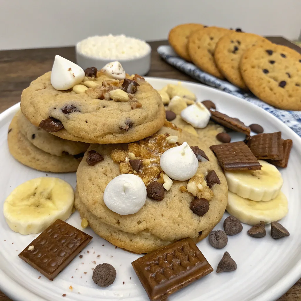 Customized banana pudding cake mix cookies with toppings
