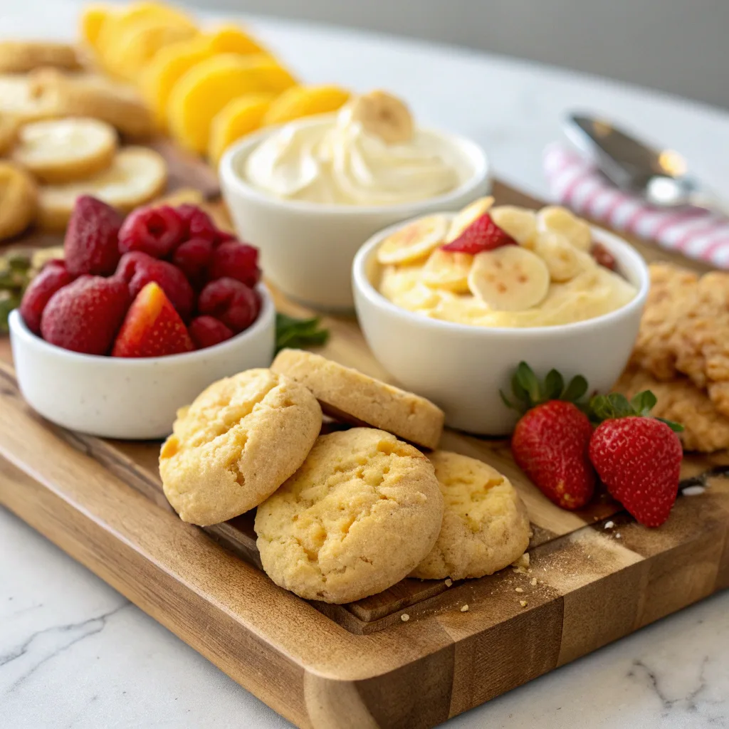 Dessert board featuring banana pudding cake mix cookies