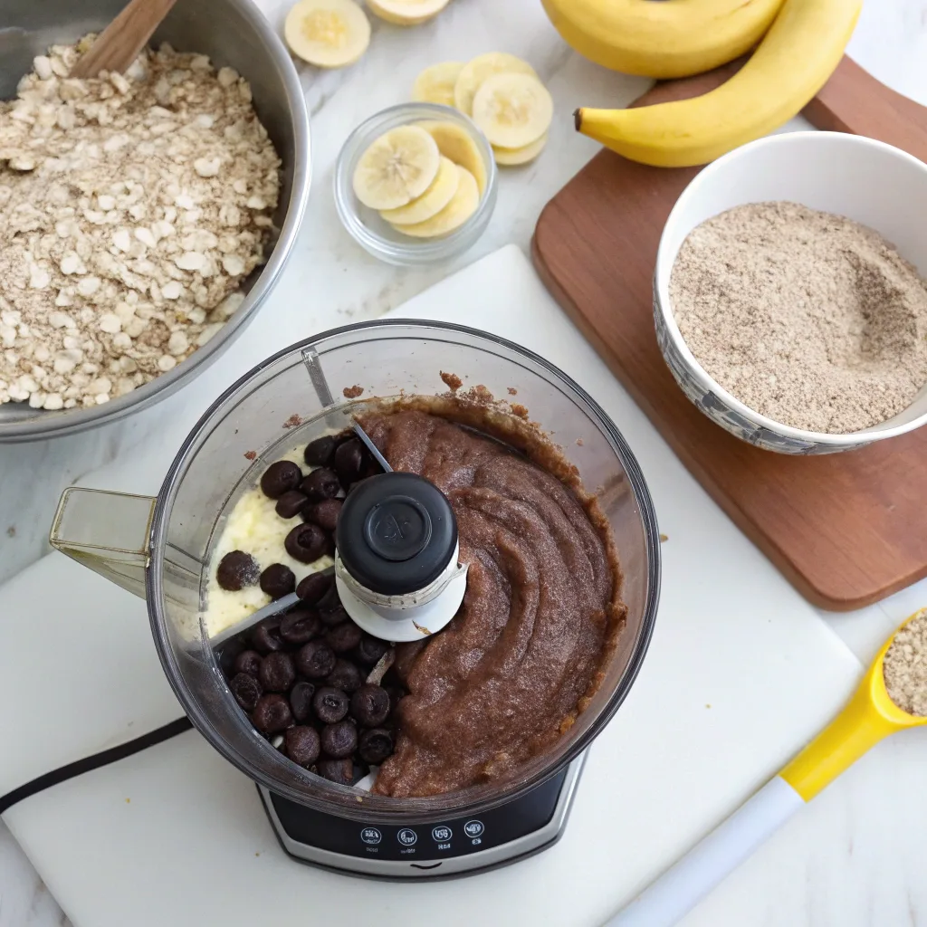 Vegan banana bread batter with blended black beans