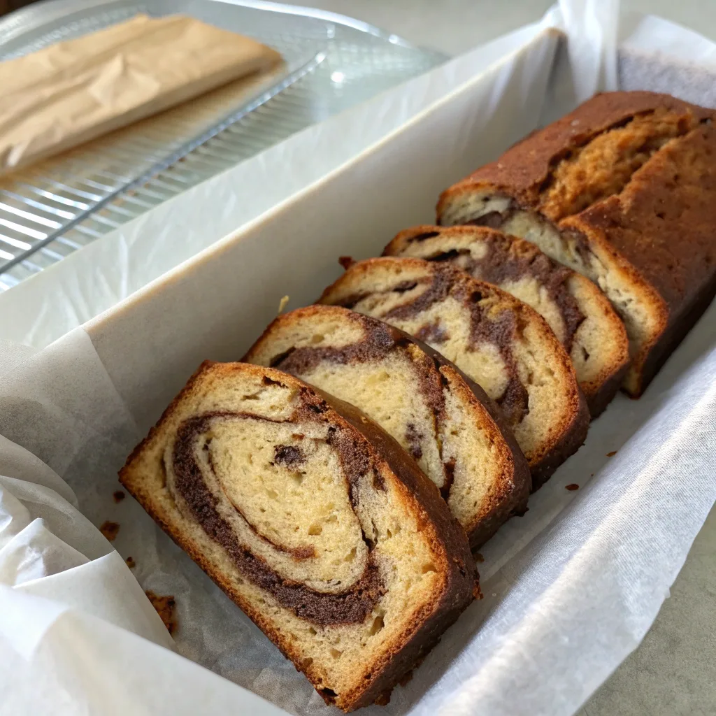 Stored chocolate banana bread slices