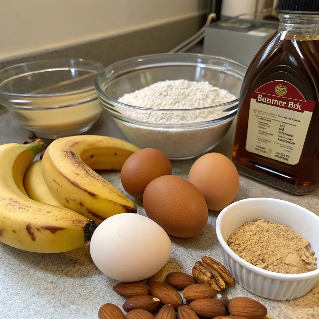 Ingredients for healthy protein banana bread