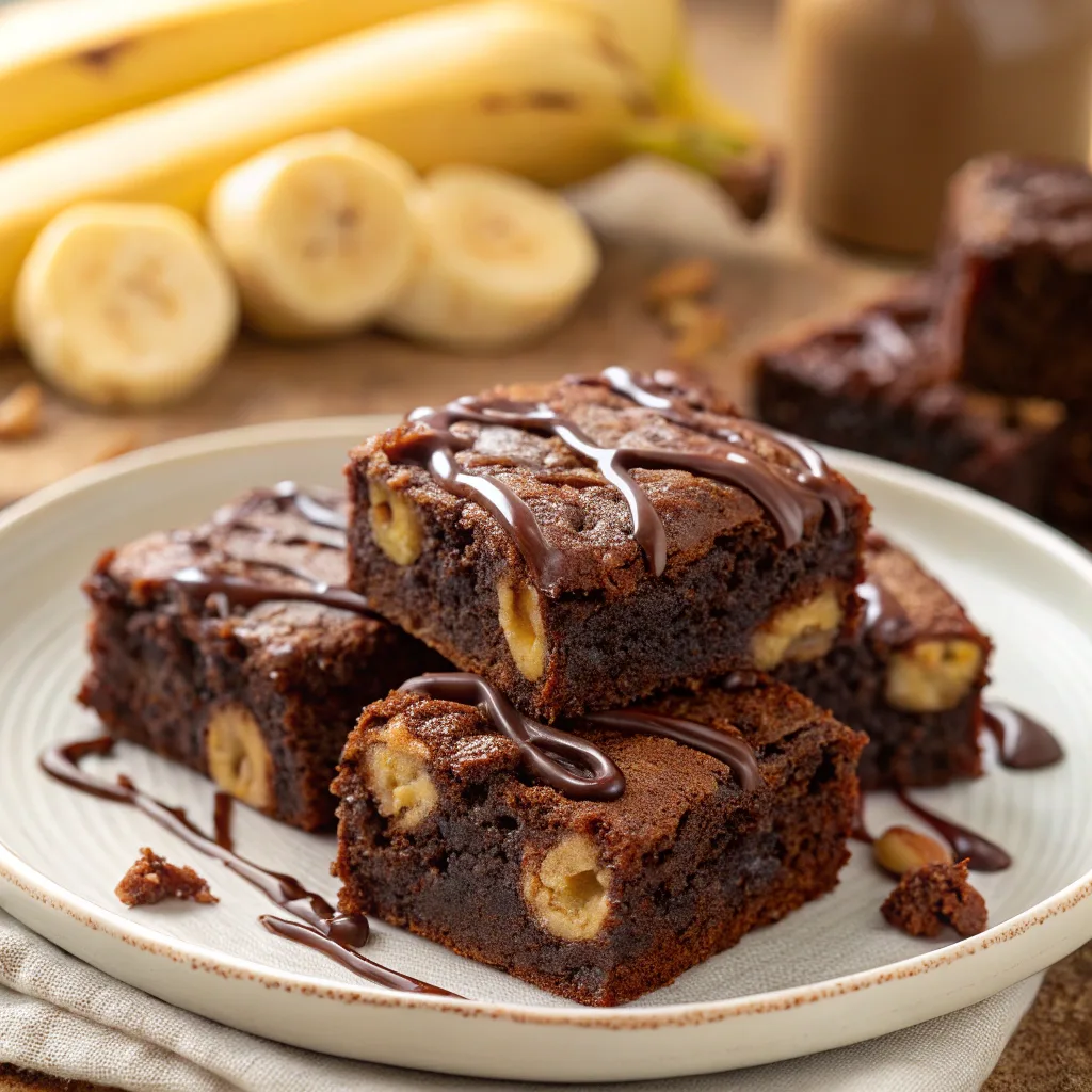 Banana bread brownies fudgy recipe close-up