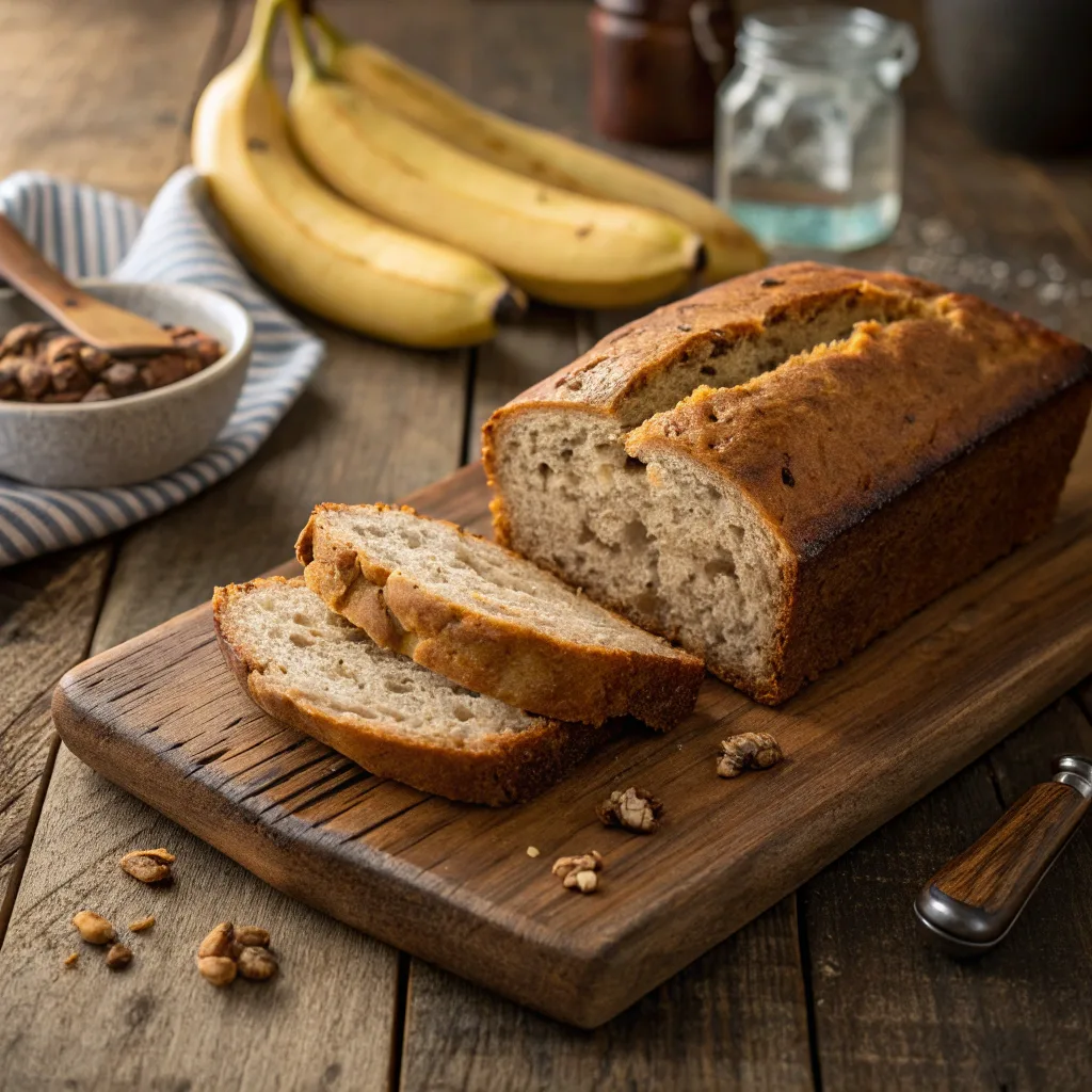 Sourdough banana bread fresh loaf close-up