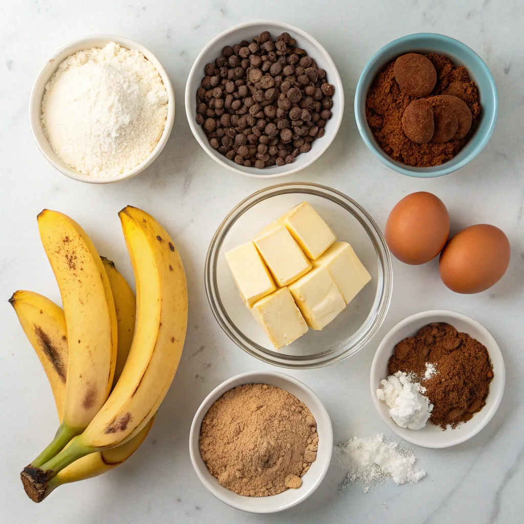 Banana bread brownies recipe ingredients